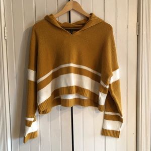NEW Mustard Cropped Hooded Sweater